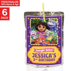 Dora Fun 3D PERSONALIZED VINYL Juice Labels - 6 PK