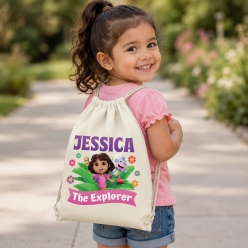 Dora Fun 3D Personalized Drawstring Backpack