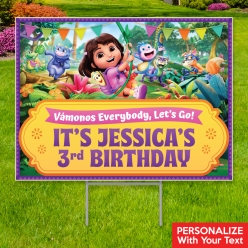 Dora Fun 3D All Weather PERSONALIZED Large Yard Sign