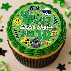10th Birthday Boy Cupcake Icing Toppers 12pk