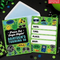 10th Birthday Double Digits Boy PERSONALIZED Invitations - 8 Pk