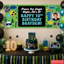 10th Birthday Boy PHOTO PERSONALIZED Giant Vinyl Banner
