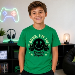 10th Birthday Double Digits Bruh Green T-shirt