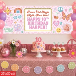 10th Birthday Girl PERSONALIZED Giant Vinyl Banner