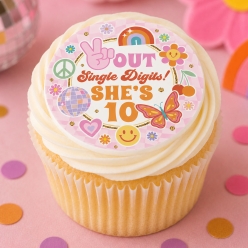 10th Birthday Girl Cupcake Icing Toppers 12pk