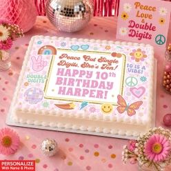10th Birthday Girl Double Digits Personalized Cake Edible Icing