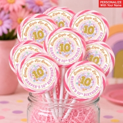 10th Birthday Girl PERSONALIZED Lollipops - 12 Pk