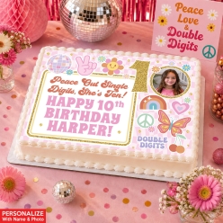 10th Birthday Girl Double Digits Photo Personalized Edible Icing