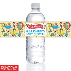 Dr Seuss Baby Shower PERSONALIZED VINYL Bottle Labels - 10 PK