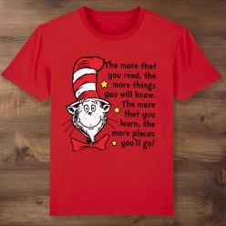 Dr Seuss Reading Quote Red T-shirt