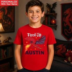 Dragon Personalized Name Red T-shirt