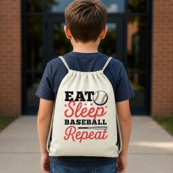 Eat Sleep Baseball Repeat Drawstring Backpack