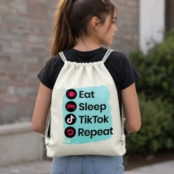 Eat Sleep TikTok Drawstring Backpack