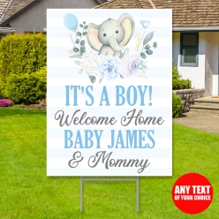 34% OFF: Baby Boy Elephant Welcome Home Custom Yard Sign