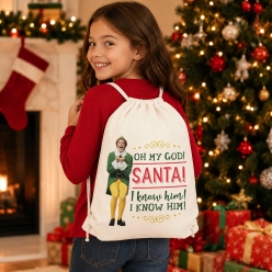 Elf Santa I Know Him Christmas Drawstring Backpack