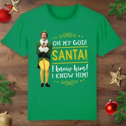 Buddy Santa's Coming Elf Christmas Green T-shirt