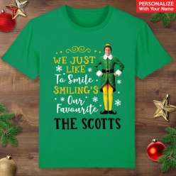 Elf Movie Smiling Personalized Green T-Shirt