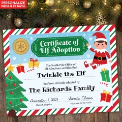 PERSONALIZED Elf Magical Adoption Certificate