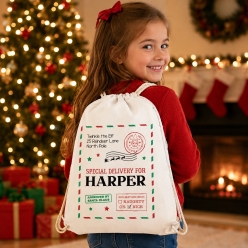 Elf Personalized Drawstring Backpack