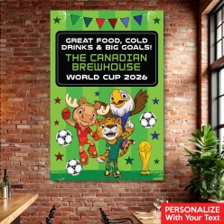 Mascot FIFA World Cup Soccer PERSONALIZED Giant Vinyl Door Sign