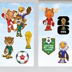 FIFA World Cup 26 Mascot Trio Vinyl Wall/Window Decals 8pk