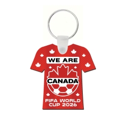 Soccer FIFA World Cup We Are Canada Shaped Wood Keychain