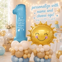 1st Trip Around the Sun 6 Ft Airfill Personalized Balloon Column