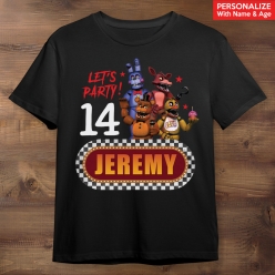 FNAF Birthday Personalized Black T-shirt