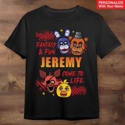 FNaF Fantasy & Fun Personalized Black T-shirt
