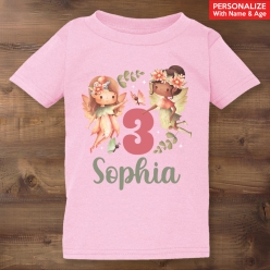 55% OFF: Fairies Personalized Name & Age Light Pink T-shirt