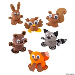 Fall Forest Animals Air-Dry Clay & Foam Craft Kit-6Pk