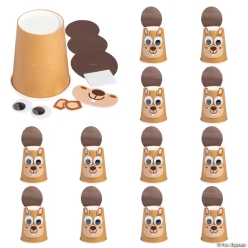 Fall Smiling Squirrel Cup Craft Kit-12Pk