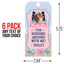 Fancy Horse Shaped PERSONALIZED Thank You Tags - 6 Pk