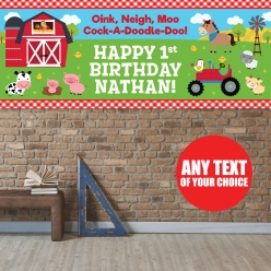 Barnyard 1st Bday PERSONALIZED Giant Vinyl Keepsake Banner