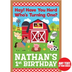 Barnyard 1st Bday PERSONALIZED Giant Vinyl Keepsake Door Sign