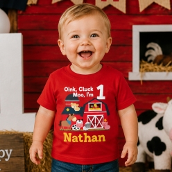 Barnyard 1st Personalized Red T-shirt