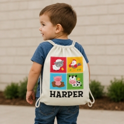 Farm Animals Personalized Drawstring Backpack
