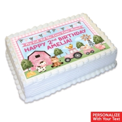 Pink Farm Personalized Edible Icing