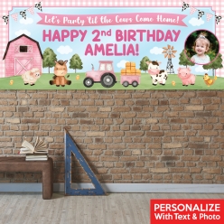 Pink Farm Photo PERSONALIZED Giant Vinyl Keepsake Banner