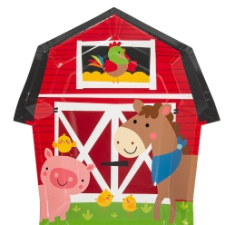 Farm Party Jumbo Shaped Dinner Plates - 8Pk