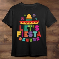 55% OFF: Let's Fiesta Black T-shirt