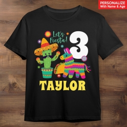 55% OFF: Fiesta Personalized Name & Age Black T-shirt