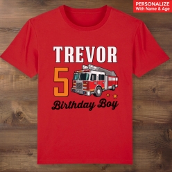 55% OFF: Firefighter Birthday Boy Personalized Red T-shirt