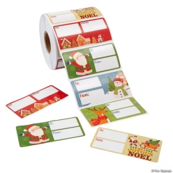 Fireside Folk Christmas Tag Jumbo Sticker Roll-600 Pack