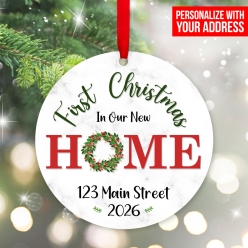 1st Christmas New Home Personalized Wood Ornament