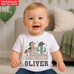 Western 1st Rodeo Personalized Name T-shirt