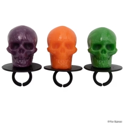 Neon Skull Fruit Flavour Lollipops on Rings-12Pk