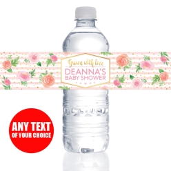 Floral Baby Shower PERSONALIZED VINYL Bottle Labels - 10 PK