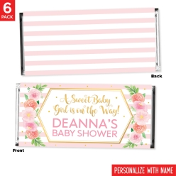 Floral Baby Shower Personalized Candy Bar Labels - 6pk