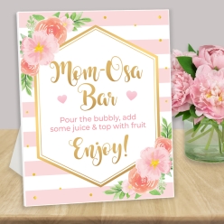 Floral Baby Mom-Osa Bar Stand-up Easel Display Sign